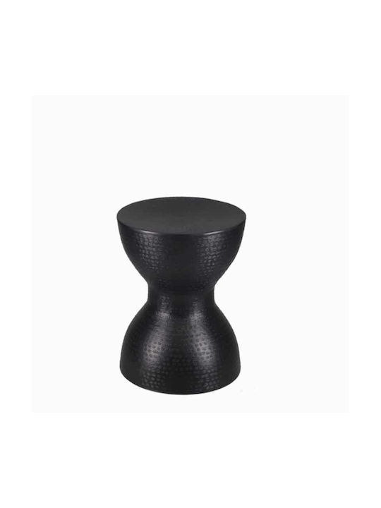 Stool For Living Room Metallic Black Velvet-Bla...