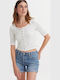 Dry Goods Damen Sport Bluse Kurzärmelig White