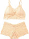 Potre Δαντελένιο Σετ Εσωρούχων Bralette με Slip Μπεζ