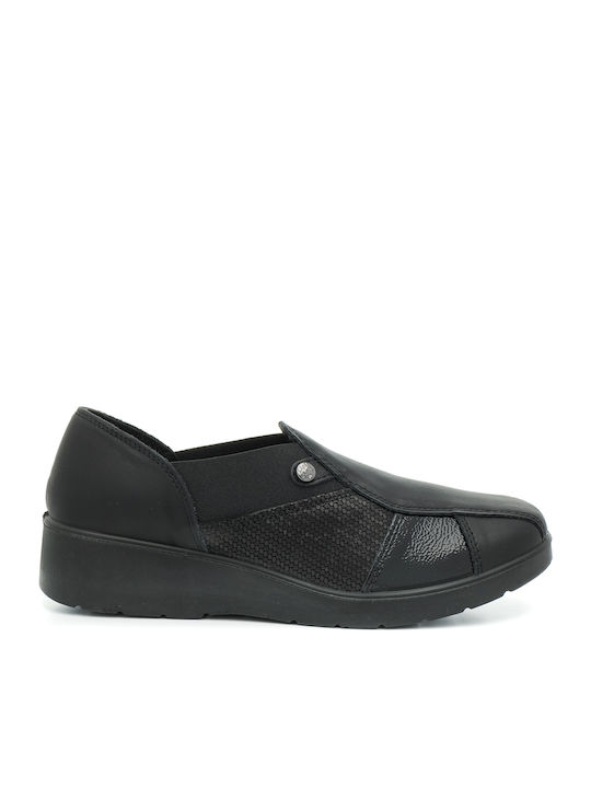 Anatomische Damen Slip-Ons Leder Schwarz