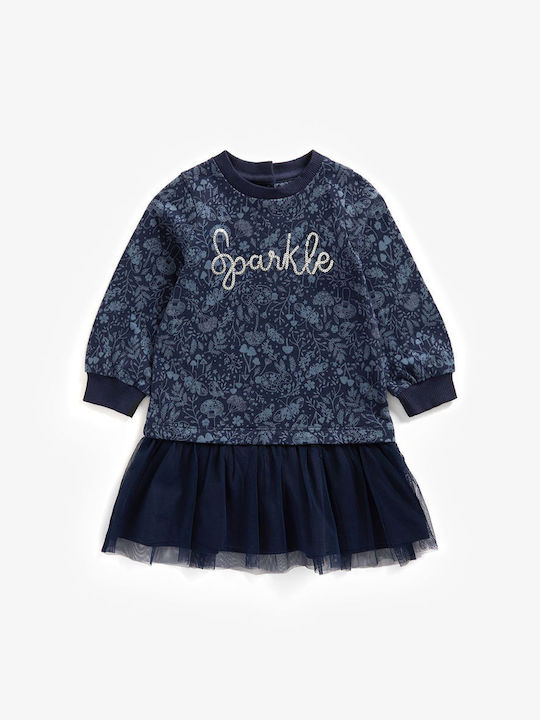 Children's Dress Long Sleeve Tulle Dark Blue