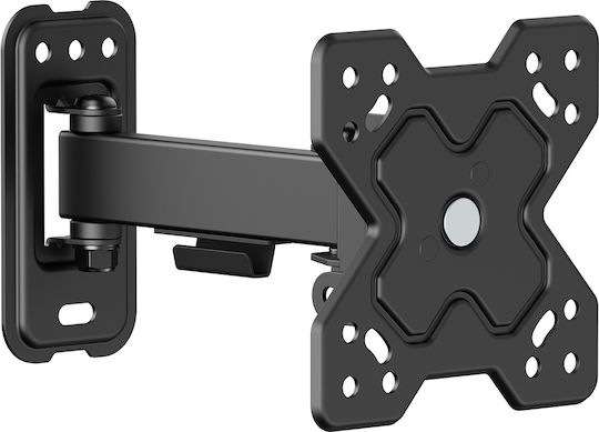Powertech PT-1277 Βάση Τηλεόρασης Τοίχου με Βραχίονα έως 32" και 20kg Ασημί
