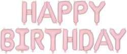 Σετ Μπαλόνια "happy Birthday" Παστέλ Ροζ