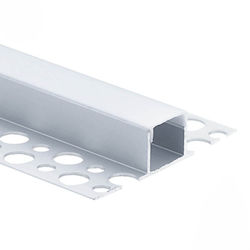 Eurospot Προφίλ Αλουμινίου Γυψοσανίδας Ασημί Led Ταινίες L=2m Γαλακτερό Κάλυμμα Eu5147