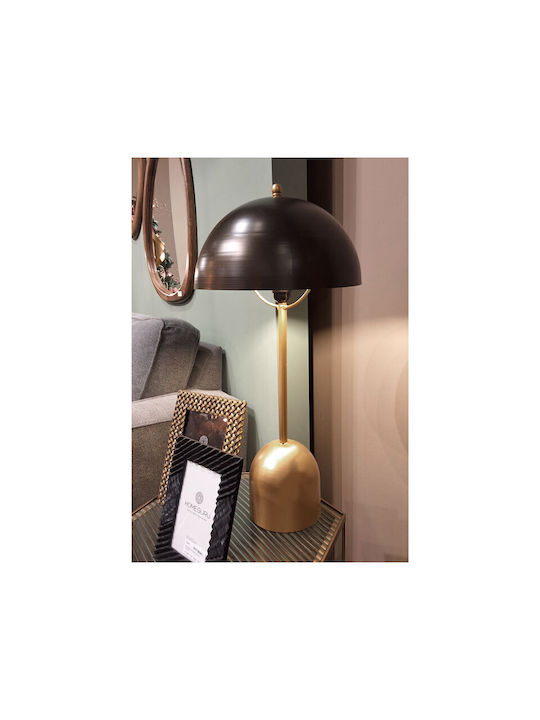 Zaros Metall Tischlampe mit Bronze Schirm und Gold Basis
