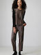 Women's Fabric Trousers with Elastic Brown
