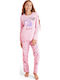 Sexen Kinder Schlafanzug Winterlich Baumwoll Pink