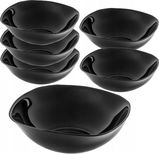 Kadax 6x Salatschüssel 19cm Glasschalen Suppen Snacks Set Schwarz