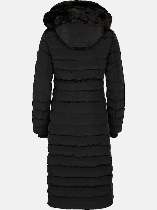 Santorin Lady Super Long Women's Puffer Jacket for Winter Black