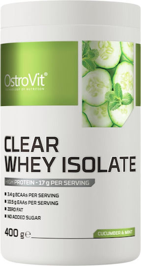 Ostrovit Clear Whey Isolate 84% Изолат от суроватъчен протеин Без мазнини и въглехидрати 400 грама Краставица и мента