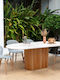Borno Masă Sala de mese cu Suprafață de Marmură Natural - White Marble Effect 180x89x75buc