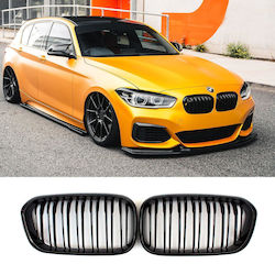 Prasco 242560 Mask Hearts BMW 1 F20 F21 15-19 M4 Look Double Grille 14 Lines Glossy Black 2 Pieces