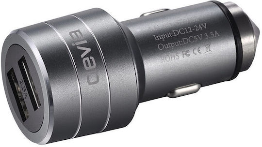 Зарядно за кола 3.5a Devia Battle Dual Usb Истинско Черно Аварийно Чукче