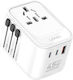 Universal Travel Adapter Gan 45w 2xusb-c Usb-a