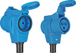 Cuplaj dublu Brennenstuhl Cp 230v + Industrial 2p+e Brennenstuhl 16a Albastru pentru exterior Ip44 Cuplaj dublu Brennenstuhl Cp 230v + Industrial 2p+e Brennenstuhl 16a Albastru pentru exterior Ip44