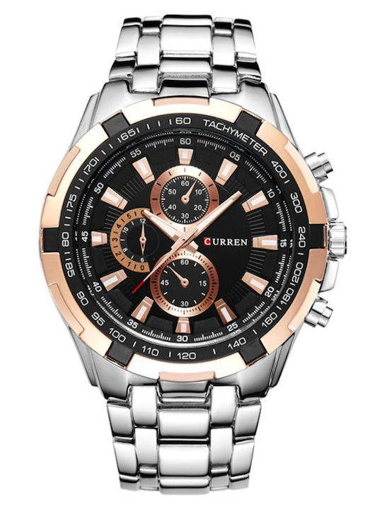 Curren Ανδρικό Ρολόι 46mm Μπαταρίας με Ασημί Με...