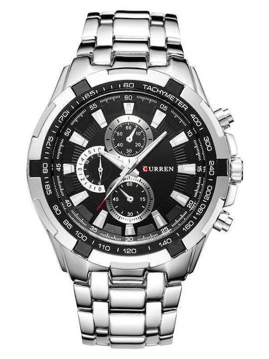 Curren Ανδρικό Ρολόι 46mm Μπαταρίας με Ασημί Με...