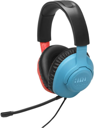 JBL Quantum 100N Over Ear Gaming Headset με σύνδεση 3.5mm Μπλε / Κόκκινο for Nintendo Switch / PC / PS4 / PS5 / XBOX