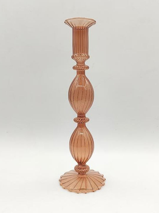 Eurolamp Christmas Glass Brown Candlestick 26x8cm