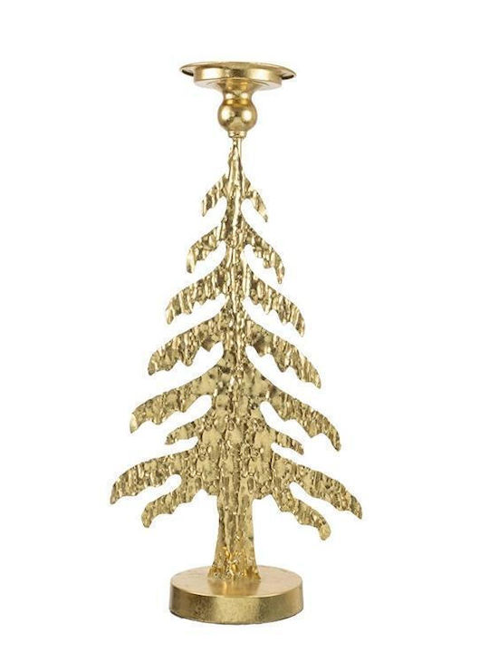 Zen Collection Χριστουγεννιάτικο Μεταλλικό Κηροπήγιο Χρυσό 52x25εκ.