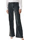 High Waist Women's Jean Trousers in Straight Line Dark Grey