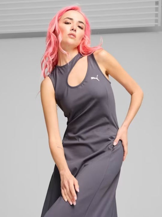 Summer Maxi Athletic Sleeveless Dress Galactic Grey