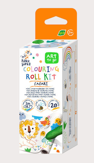 Drawing Roll Kit 2 M Includes Stickers 4 Wax Colored Pencils Safari Haku Yoka