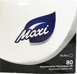 Maxi Χαρτοπετσέτα Πολυτελείας 2Φ Λευκή 33x33εκ. 80τμχ