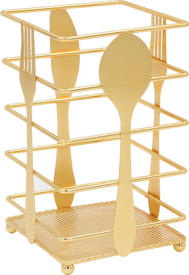 Keskor Abtropfgestell für Besteck Metallisch Gold 10x10x17cm