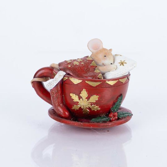 Set de Ornamente Suspendate Șoricei din Polirășină Roșii 7x8,5 cm 5 Bucăți