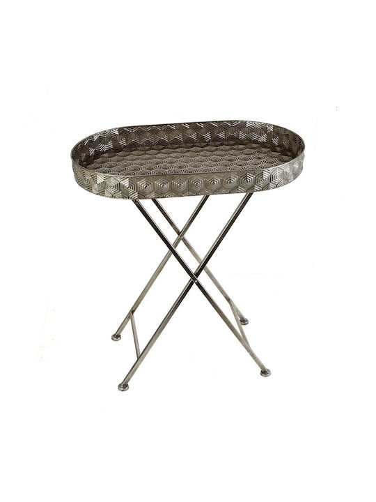 Oval Metal Side Table Gold 65x39.5x70.5 cm