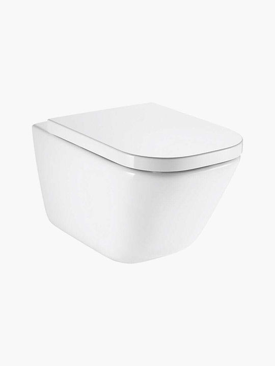 Roca Wandhängende Toilette Randlos mit Schlank Deckel Duroplast Sanftes Schließen Weiße
