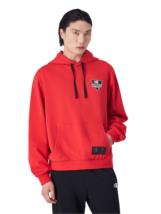 Champion Men Hooded Sweatshirt Red