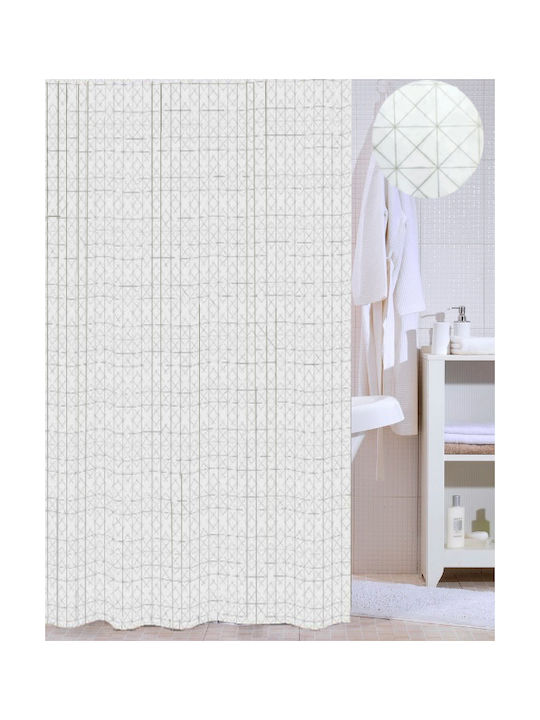 Texi Bath Shower Curtain Fabric 180x200cm White
