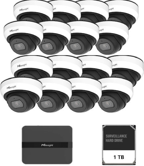 Kit Supraveghere Video Milesight 16 Camere Dome Ms-c2973-pd + 1 Nvr Ms N5016-pe