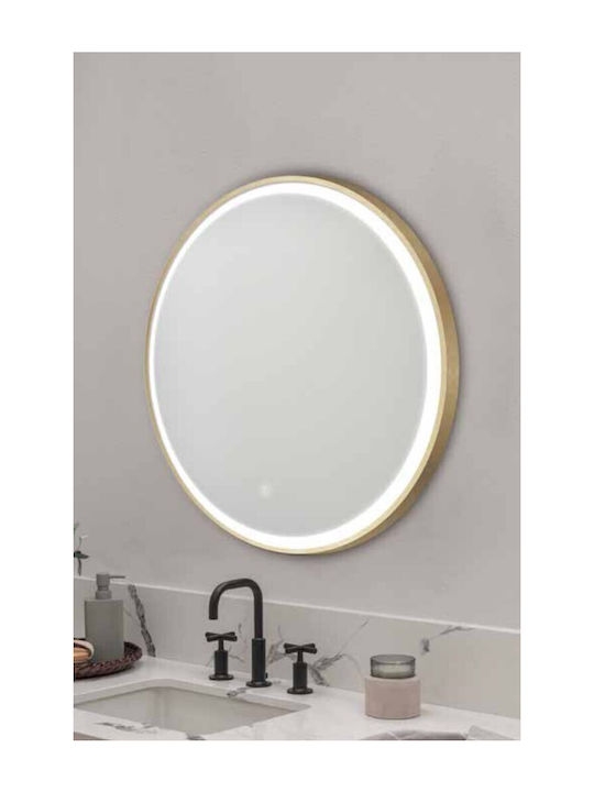 Kolossos Runder Badezimmerspiegel LED aus Metall 80x80cm Gold