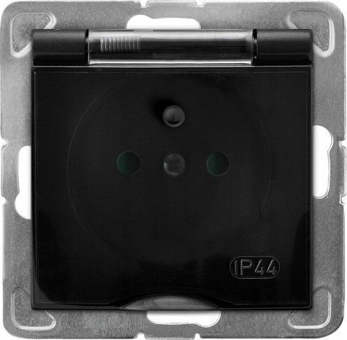 Ospel Steckdose Ospel Impression Gph-1yzp M 33 D Spritzwassergeschützt Erdung Stromschienen Jalousien Transparenter Deckel Schwarz Metallic