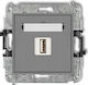 Mini Single Socket Usb-aa 2.0 Matt Grey 27mgusb-1