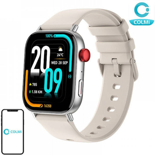 Colmi C8 Max Smartwatch με Παλμογράφο (Ασημί)