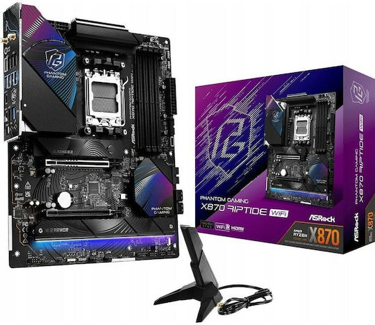 ASRock X870 Phantom Gaming Riptide WiFi Motherboard ATX με AMD AM5 Socket 90-MXBPP0-A0UAYZ