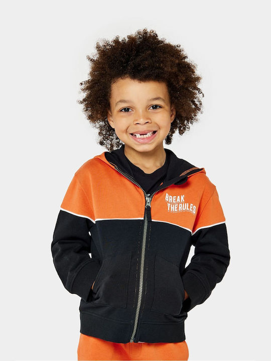 Athletic Kids Sweatshirt Cardigan Cotton with Hood Orange