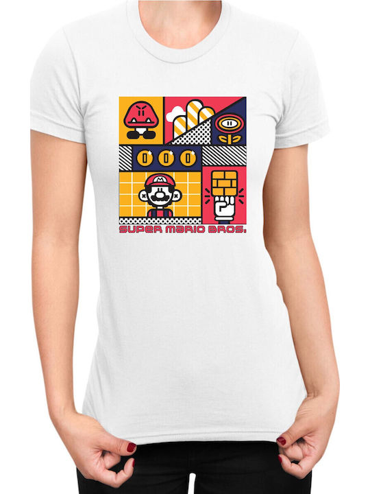 Tricou alb pentru femei Super Mario Nintendo Su...