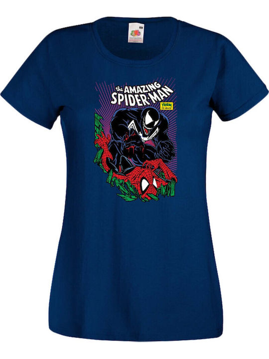 Дамска тениска Tralala Avengers Iron Man Captain America Hulk Spider-man Black Widow Thor Doctor Strange Thanos Marvel Comics Amazing Spider-man тъмносиня