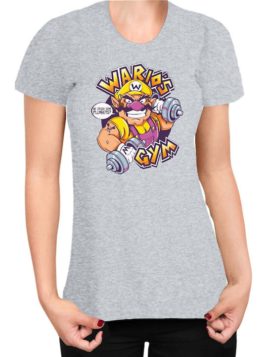 Дамска сива тениска Super Mario Nintendo Wario ...