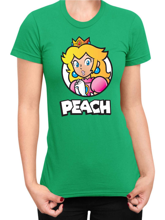 Women's Super Mario Nintendo Mario Peach 3 Gree...