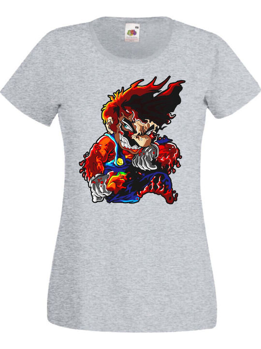 Damen Super Mario Flammen Graues T-Shirt Ninten...