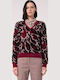 Damen Pullover Wolle mit V-Ausschnitt Burgundisch