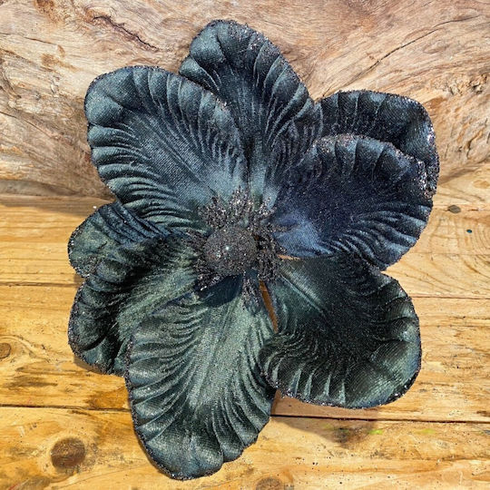 Weihnachtszweig Blaue Magnolie Glitzer 30cm
