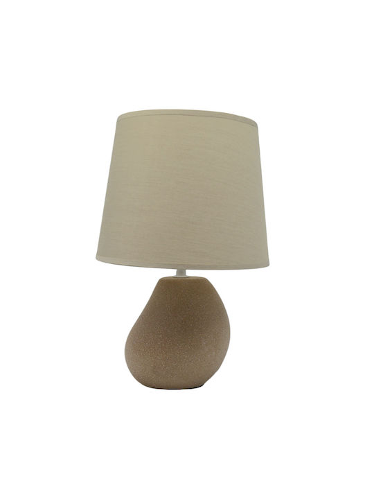 Ankor Ceramic Table Lamp for Socket E14 with Beige Shade and Brown Base