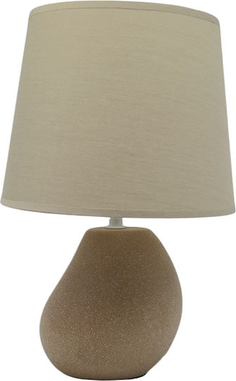 Ankor Ceramic Table Lamp for Socket E14 with Beige Shade and Brown Base